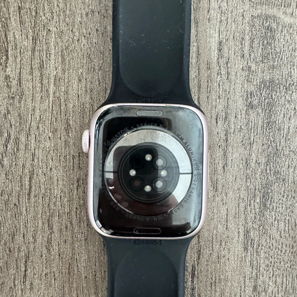 Apple Smartwatch with Black Band and Silver Case